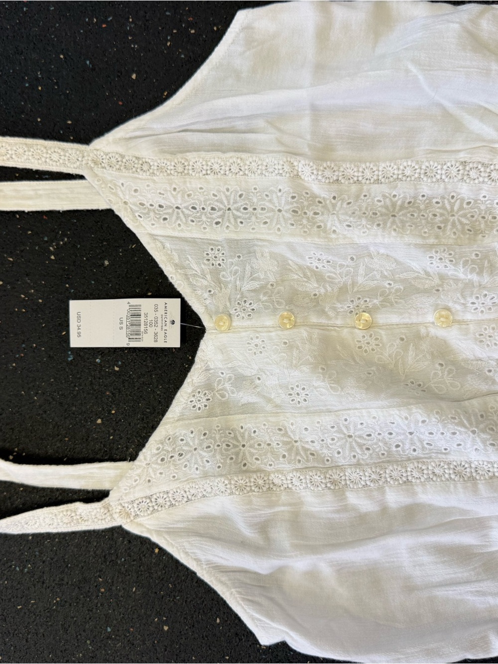 American Eagle Outfitters White Eyelet Button-Front Camisole